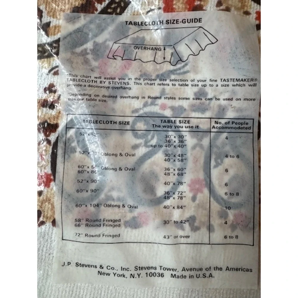 Tastemaker Stevens Terry Tablecloth 60x90 Vintage Paisley Earth Brown NWT‎